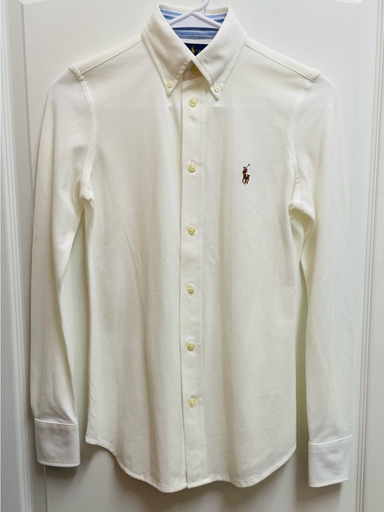 Ralph Lauren Tops - Ralph Lauren women’s off white Oxford knit button -Down Shirt